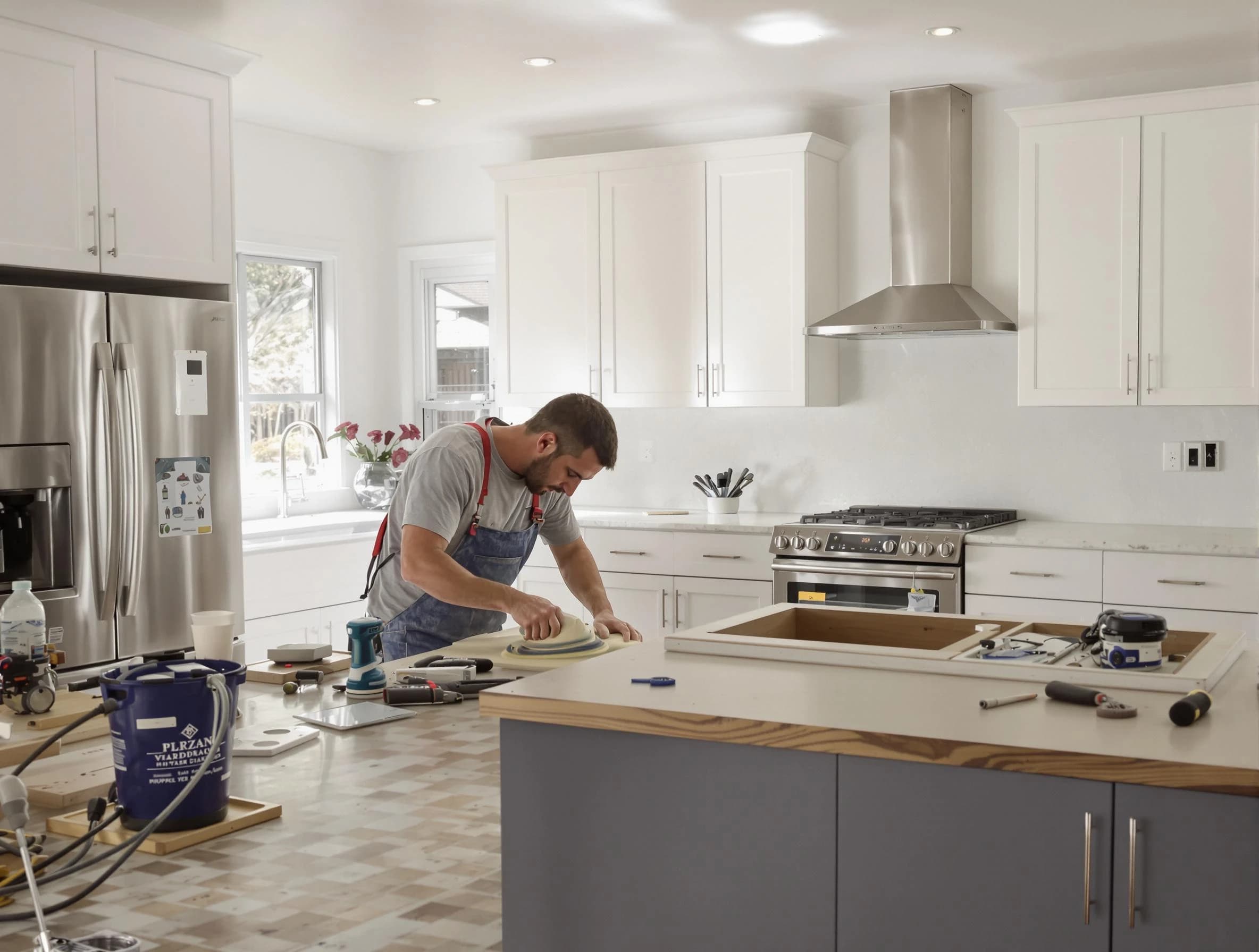 Brook Park House Painters refinishing kitchen cabinets in Brook Park, OH